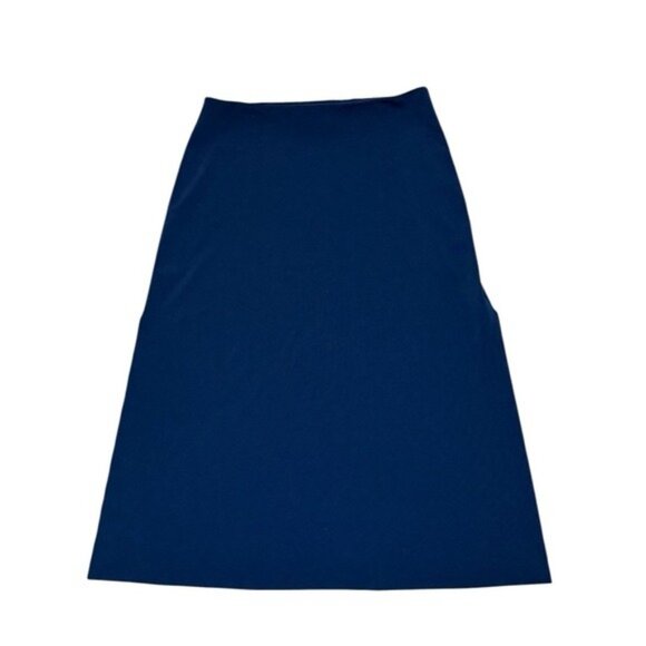 Akris Punto Navy Midi Skirt Size 6 – Stretchy Fabric with Side Slits - Picture 8 of 14